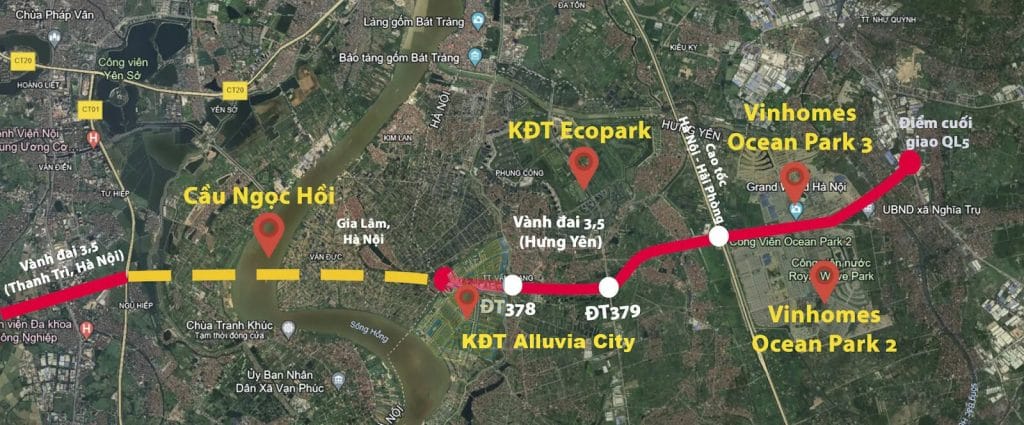 Vành đai 3.5 đoạn đi qua Văn Giang